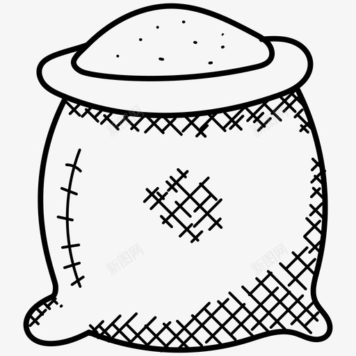 食品袋面粉袋厨房用品图标svg_新图网 https://ixintu.com 厨房用品 小麦粉 米袋子 面粉袋 食品和饮料涂鸦图标 食品袋
