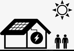 太阳能家庭太阳能发电厂电力绿色能源图标高清图片