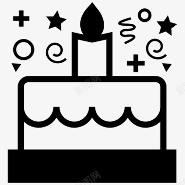 生日蛋糕蜡烛庆祝图标图标