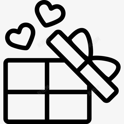 打开带有两个心形形状和礼品盒的Gitfbox图标svg_新图网 https://ixintu.com 形状和礼品盒的Gitfbox 打开带有两个心形