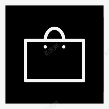 购物袋购买在实心正方形中的线图标图标