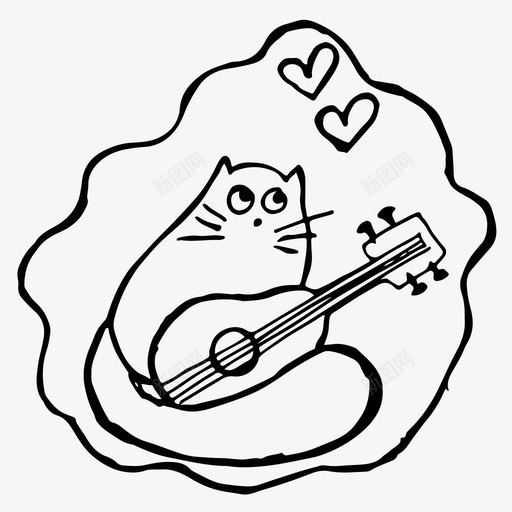 猫爱上了吉他心情人图标svg_新图网 https://ixintu.com 心 情人 情人节 浪漫 猫爱上了吉他