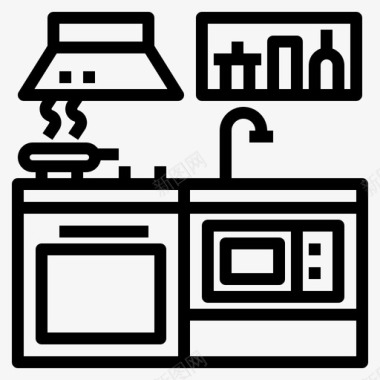 厨房通风柜微波炉图标图标