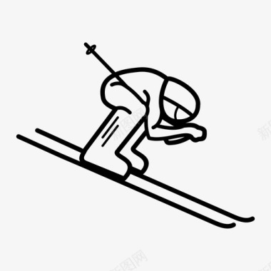 滑雪者高山下坡图标图标