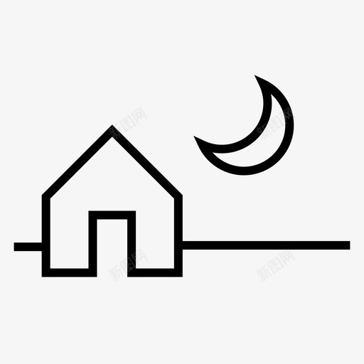 夜晚房子月亮图标svg_新图网 https://ixintu.com 夜晚 天气 天空 小房子 房子 月亮