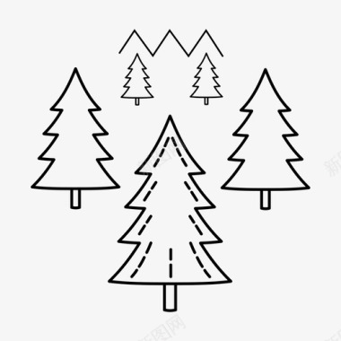 森林营地冷杉树图标图标