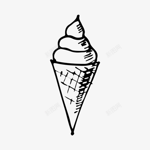 冰淇淋筒甜点冰淇淋图标svg_新图网 https://ixintu.com 冰淇淋 冰淇淋筒 甜点 糖果 素描