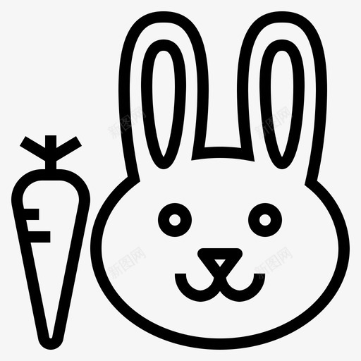 兔子动物胡萝卜图标svg_新图网 https://ixintu.com 兔子 动物 春天 胡萝卜 脸