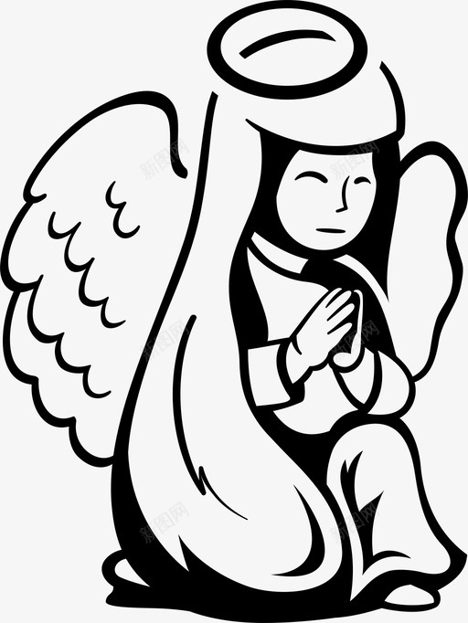 祈祷天使圣洁灵光图标svg_新图网 https://ixintu.com 圣洁 灵光 祈祷 祈祷天使 翅膀 节日