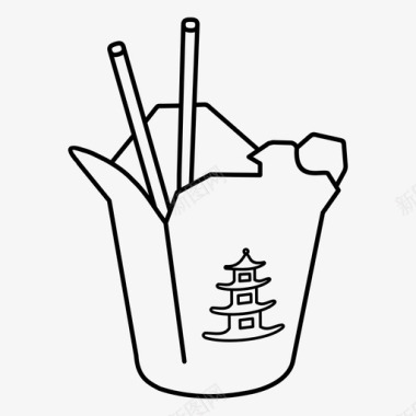 外卖盒中餐馆筷子图标图标