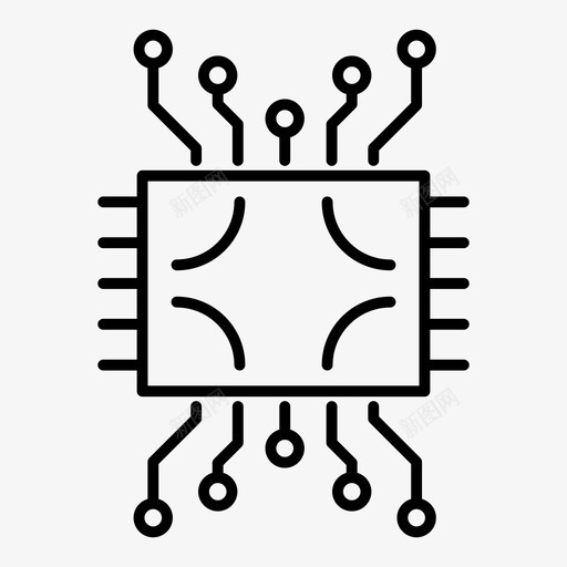 电路电子处理器图标svg_新图网 https://ixintu.com 处理器 技术 电子 电路
