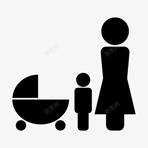 母亲男孩散步图标svg_新图网 https://ixintu.com 大家庭 婴儿车 散步 母亲 男孩