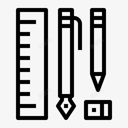 文具橡皮擦钢笔图标svg_新图网 https://ixintu.com 办公室图标 尺子 文具 橡皮擦 钢笔 铅笔