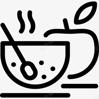 健康早餐咖啡和早餐直系图标图标