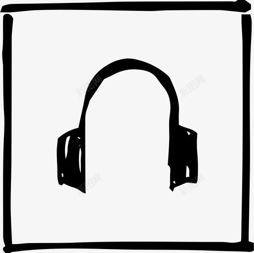 耳机手绘音乐图标svg_新图网 https://ixintu.com 手绘 涂鸦 涂鸦图标网络必备品 素描 耳机 音乐