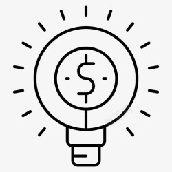 灯泡的金钱观念的象征金钱观念灯泡商业图标高清图片