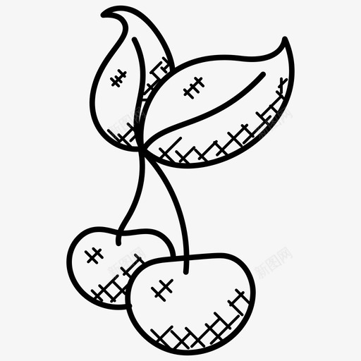 樱桃水果健康饮食图标svg_新图网 https://ixintu.com 健康饮食 树叶 樱桃 水果 爱情和浪漫的涂鸦图标