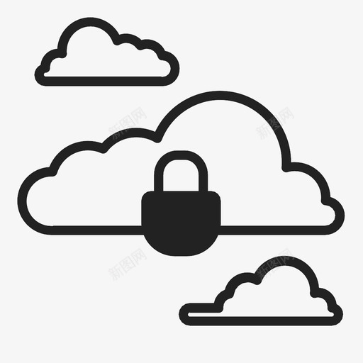 云存储锁定保存图标svg_新图网 https://ixintu.com 云存储 保存 安全 锁定 防护