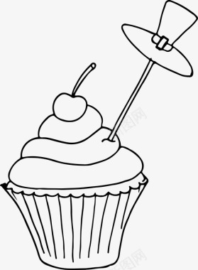 纸杯蛋糕食物素描图标图标