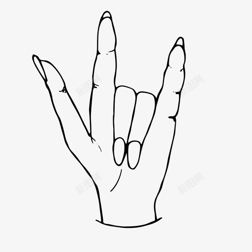 我爱你手食指图标svg_新图网 https://ixintu.com 两个手指 我爱你 手 手掌 摇滚乐 食指