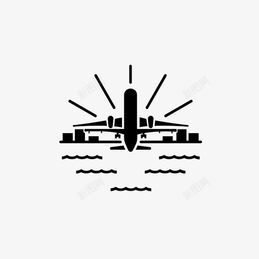 飞机城市景观日出图标svg_新图网 https://ixintu.com 城市景观 日出 飞机