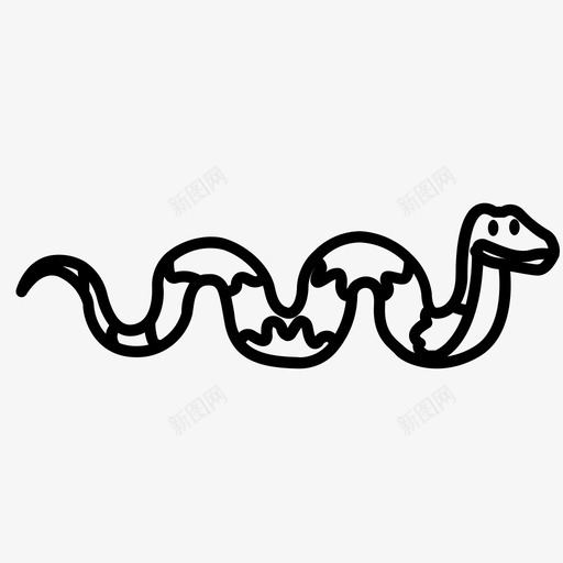 蛇身蟒蛇爬行动物图标svg_新图网 https://ixintu.com 爬行动物 蛇 蛇身 蟒蛇