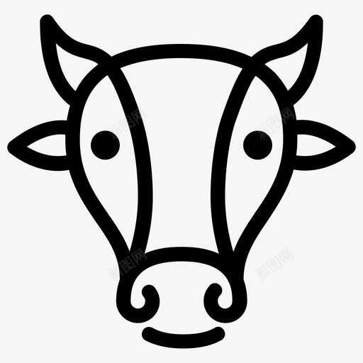 牛动物牛头图标svg_新图网 https://ixintu.com 动物 哺乳动物 滴状图标集 牛 牛头 牛奶 黑白牛头