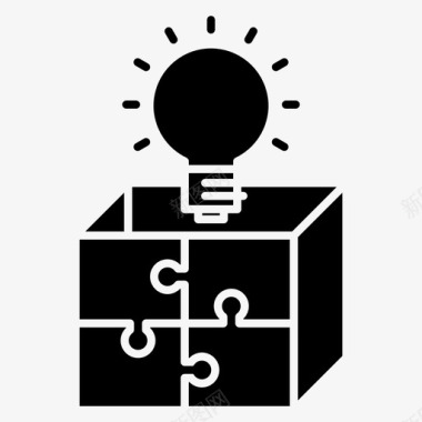 盒子解决方案创意想法图标图标