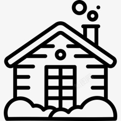 冬季雪中小屋小屋烟囱雪图标高清图片