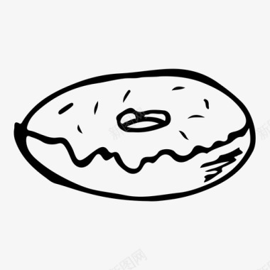 甜甜圈面包房素描图标图标