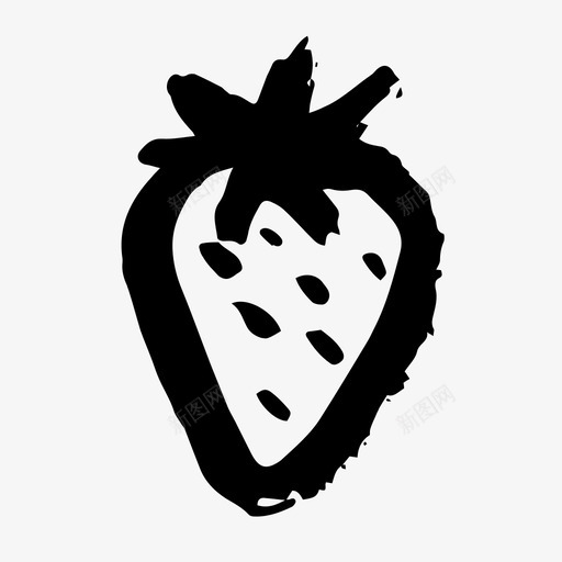 草莓水果手绘图标svg_新图网 https://ixintu.com 刷食物图标 手绘 水果 油漆 草莓