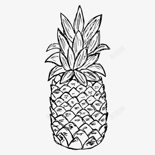 菠萝食物水果图标svg_新图网 https://ixintu.com 手绘 水果 素描 素描图标 菠萝 食物 黑白水果