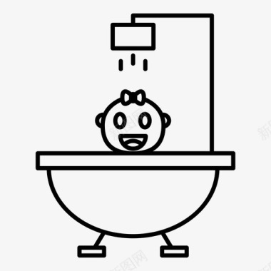 婴儿浴婴儿浴缸洗澡时间图标图标