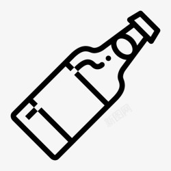 瓶子里啤酒对角线瓶子饮料里波轮廓图标高清图片