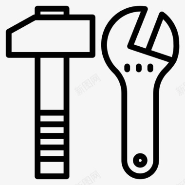 锤子和扳手修理工具图标图标