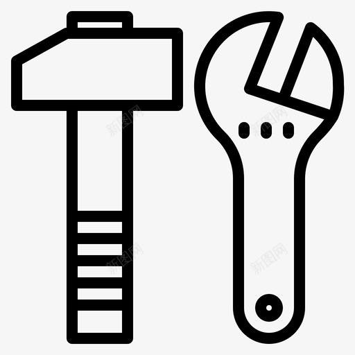 锤子和扳手修理工具图标svg_新图网 https://ixintu.com 修理 工具 汽车修理 锤子和扳手