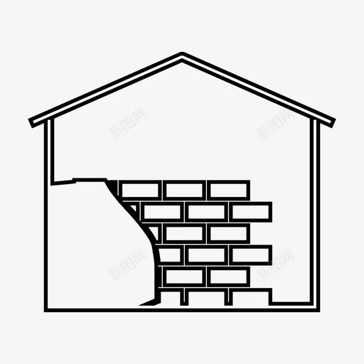 建造砖墙住宅图标svg_新图网 https://ixintu.com 住宅 建造 房屋 砖墙