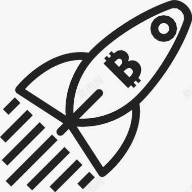 比特币创业商业火箭图标图标