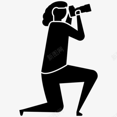 女摄影师拍照姿势摄影图标图标