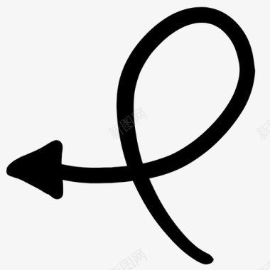 十字箭头弯曲绘制图标图标