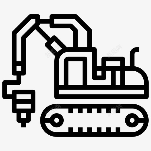 锤式挖掘机建筑施工车图标svg_新图网 https://ixintu.com 建筑 施工车 运输 锤式挖掘机