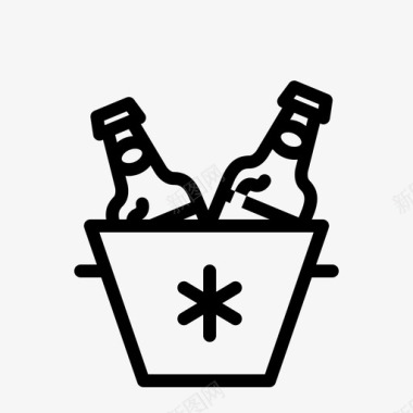 啤酒冰桶酒瓶冰桶图标图标