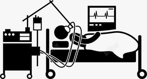 医院生命支持死亡心跳图标图标