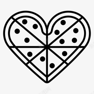 心形披萨食物意大利香肠图标图标