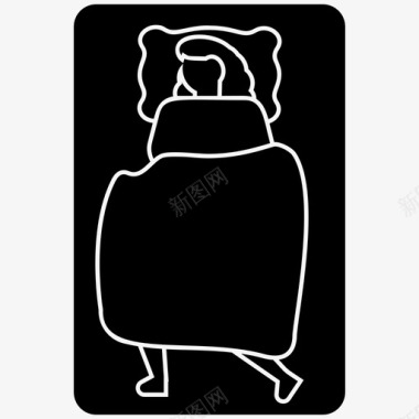 睡觉的女人卧室休息的女人图标图标