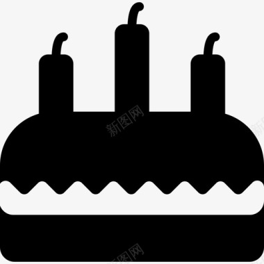 有三支蜡烛的蛋糕食物生日聚会图标图标