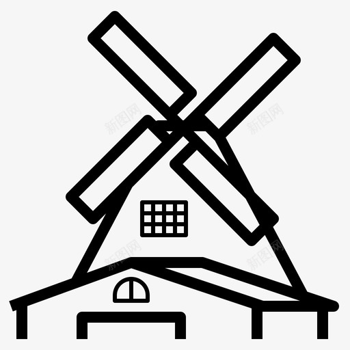 风车荷兰旅游图标svg_新图网 https://ixintu.com 地标 旅游 荷兰 风车