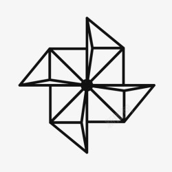 纸折麻云朵风车矢量折纸风车线纸图标高清图片