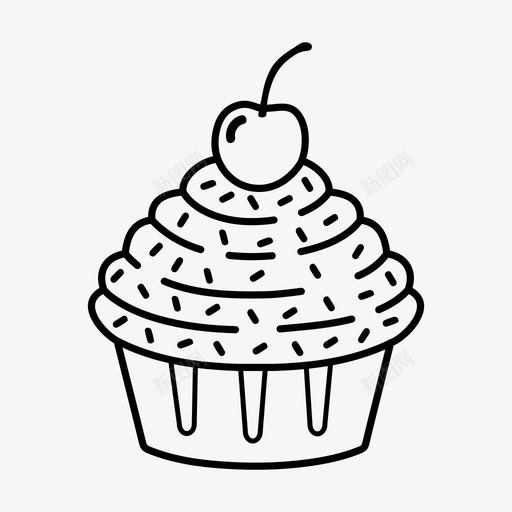 樱桃顶部纸杯蛋糕糖霜图标svg_新图网 https://ixintu.com 樱桃顶部 洒布 甜点 糖霜 纸杯蛋糕