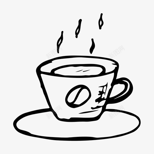 咖啡杯咖啡饮料图标svg_新图网 https://ixintu.com 咖啡 杯咖啡 热咖啡 素描 饮料 黑白饮料